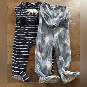 Pekkle bundle Kids Polar Bear One Piece Pajamas footies size 18 M